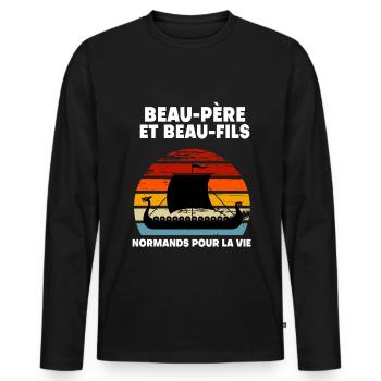 Schwiegervater und Schwiegersohn Norman Vintage Normandie - Männer Premium Bio Langarmshirt - Schwarz - Vorne - Nico (187cm)