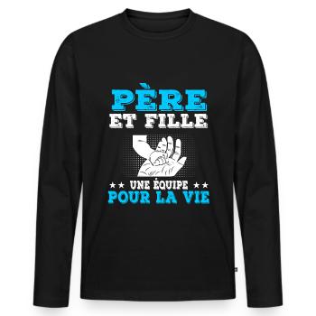Father and Daughter Main Team - Men's Premium Organic Long Sleeve Shirt - black - Front - Nico (187cm)