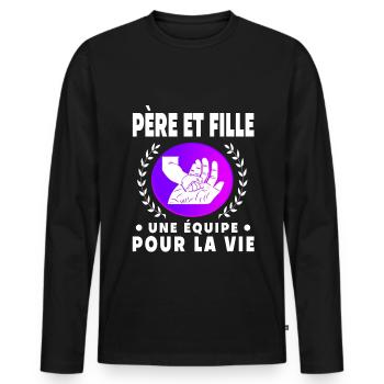 Father and Daughter Vintage Dad Hand - Men's Premium Organic Long Sleeve Shirt - black - Front - Nico (187cm)