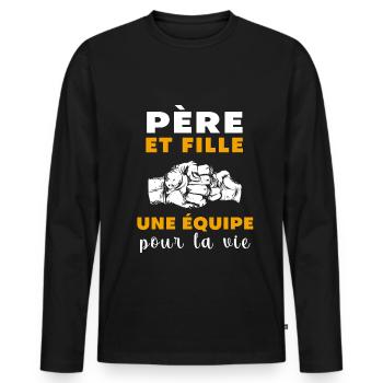 Father and daughter Father's Day - Men's Premium Organic Long Sleeve Shirt - black - Front - Nico (187cm)