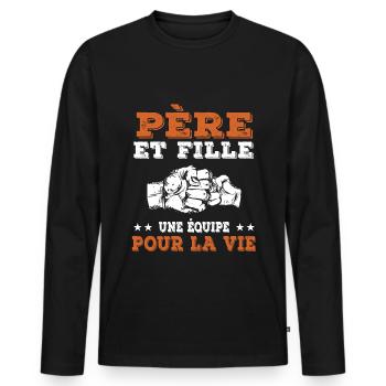 Father and daughter Father's Day - Men's Premium Organic Long Sleeve Shirt - black - Front - Nico (187cm)