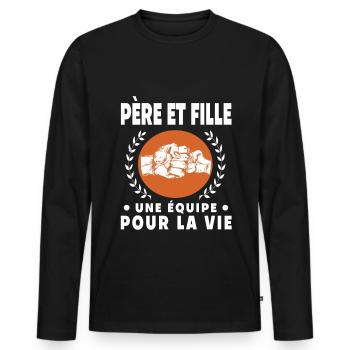 Father and Daughter Vintage Dad Stitch Shot - Men's Premium Organic Long Sleeve Shirt - black - Front - Nico (187cm)