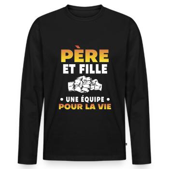 Father and daughter team point kick - Men's Premium Organic Long Sleeve Shirt - black - Front - Nico (187cm)