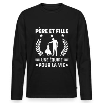Vater-Vater-Tochter-Team - Männer Premium Bio Langarmshirt - Schwarz - Vorne - Nico (187cm)