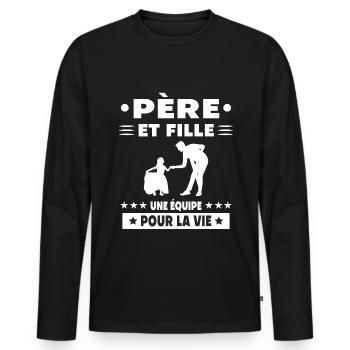 Vintage Dad Father and Daughter Father - Men's Premium Organic Long Sleeve Shirt - black - Front - Nico (187cm)