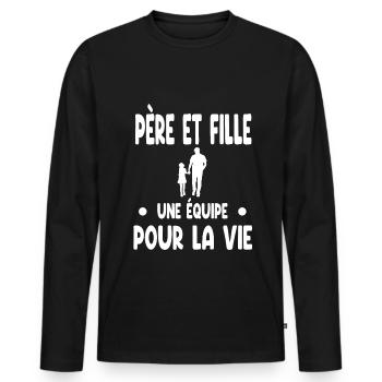 papa père et fille homme père papa - T-shirt manches longues Premium bio Homme - noir - Devant - Nico (187cm)