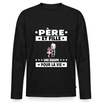 Father Daughter Dad Father Father's Day - Men's Premium Organic Long Sleeve Shirt - black - Front - Nico (187cm)
