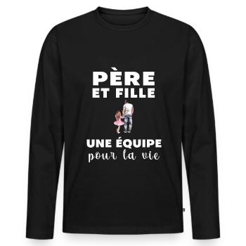 Father and Daughter Team Gift Dad Father's Day - Men's Premium Organic Long Sleeve Shirt - black - Front - Nico (187cm)