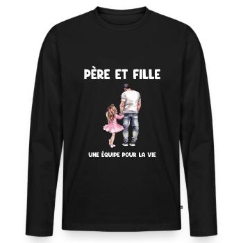 Father Daughter Father Dad Father's Day - Men's Premium Organic Long Sleeve Shirt - black - Front - Nico (187cm)
