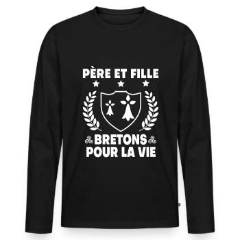 père et fille bretagne papa triskel breton - T-shirt manches longues Premium bio Homme - noir - Devant - Nico (187cm)