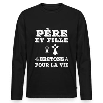 père et fille papa bretagne breton breizh - T-shirt manches longues Premium bio Homme - noir - Devant - Nico (187cm)