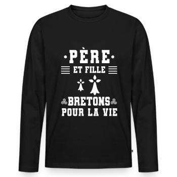 père et fille papa bretagne breton triskel - T-shirt manches longues Premium bio Homme - noir - Devant - Nico (187cm)