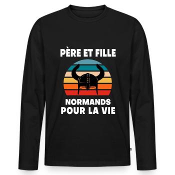 Vater und Tochter Norman Vater - Männer Premium Bio Langarmshirt - Schwarz - Vorne - Nico (187cm)