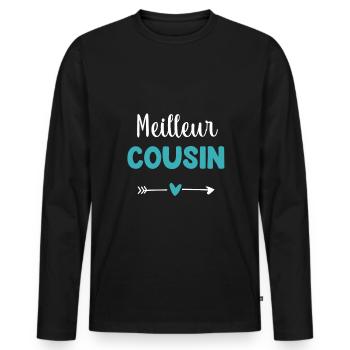 Beste Cousine Herz Geschenk Cousine - Männer Premium Bio Langarmshirt - Schwarz - Vorne - Nico (187cm)