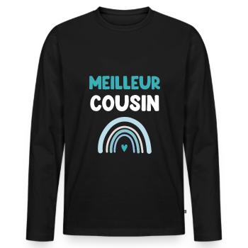 Beste Regenbogen Cousin Geschenk Cousin - Männer Premium Bio Langarmshirt - Schwarz - Vorne - Nico (187cm)