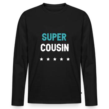 super cousin futur cousin homme cadeau cousin - T-shirt manches longues Premium bio Homme - noir - Devant - Nico (187cm)