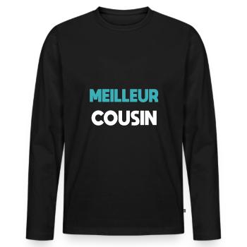 Bestes Cousin-Geschenk Cousine - Männer Premium Bio Langarmshirt - Schwarz - Vorne - Nico (187cm)