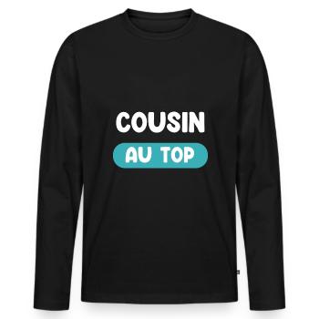 Cousin at the top Cousin gift Cousin gift - Men's Premium Organic Long Sleeve Shirt - black - Front - Nico (187cm)