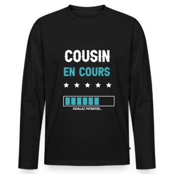Aktueller Cousin zukünftiger Cousin Mann Geschenk Cousin - Männer Premium Bio Langarmshirt - Schwarz - Vorne - Nico (187cm)