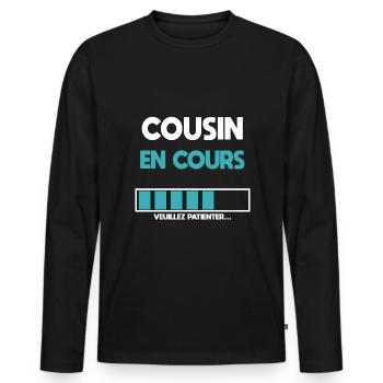 Current cousin future cousin gift cousin - Men's Premium Organic Long Sleeve Shirt - black - Front - Nico (187cm)