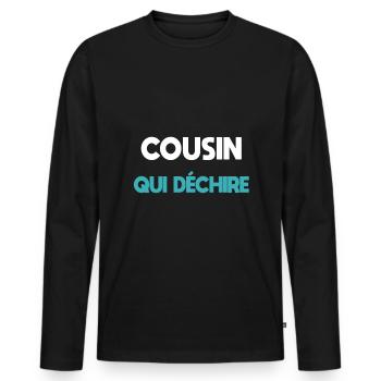 Cousine reißt Cousine Geschenk - Männer Premium Bio Langarmshirt - Schwarz - Vorne - Nico (187cm)