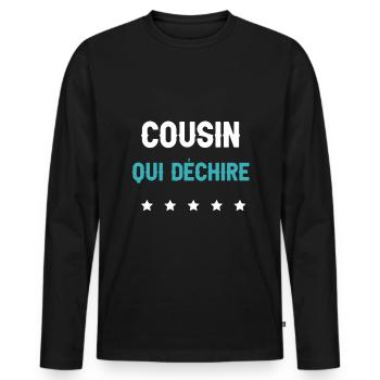 Cousin Who Tears Future Cousin Man Gift - Men's Premium Organic Long Sleeve Shirt - black - Front - Nico (187cm)