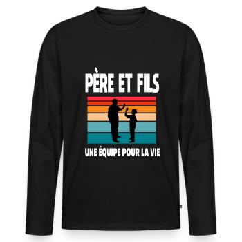 père et fils papa complices duo vintage fête pères - T-shirt manches longues Premium bio Homme - noir - Devant - Nico (187cm)