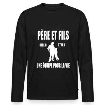 père et fils papa copier coller duo assorti ctrl - T-shirt manches longues Premium bio Homme - noir - Devant - Nico (187cm)