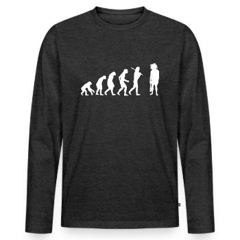 Neanderthal Cavemen Gift Evolution - Men's Premium Organic Long Sleeve Shirt - heather anthracite - Front - Nico (187cm)