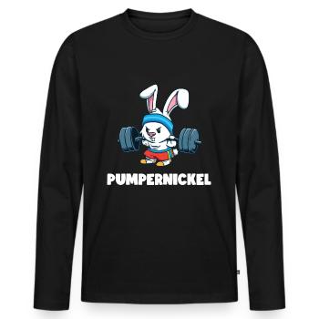Pumpernickel Workout Kaninchen Fitness Gym - Männer Premium Bio Langarmshirt - Schwarz - Vorne - Nico (187cm)