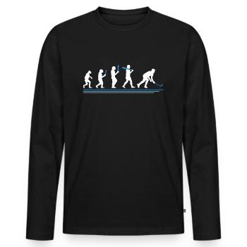 Joueur de Floorball Floorball FloorBall - T-shirt manches longues Premium bio Homme - noir - Devant - Nico (187cm)