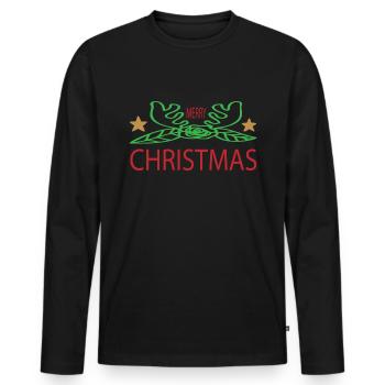 Merry Xmas - Men's Premium Organic Long Sleeve Shirt - black - Front - Nico (187cm)