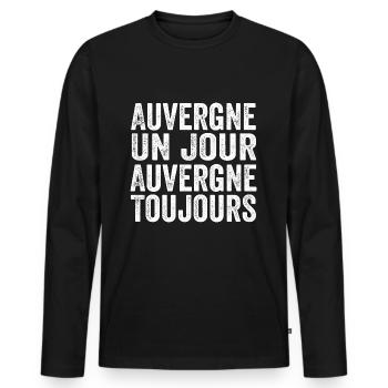 Auvergne Un Jour Auvergne Toujours - T-shirt manches longues Premium bio Homme - noir - Devant - Nico (187cm)