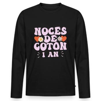 Noces de Coton - T-shirt manches longues Premium bio Homme - noir - Devant - Nico (187cm)