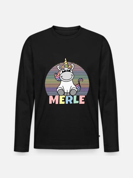 Merle Einhorn Name - Männer Premium Bio Langarmshirt - Schwarz