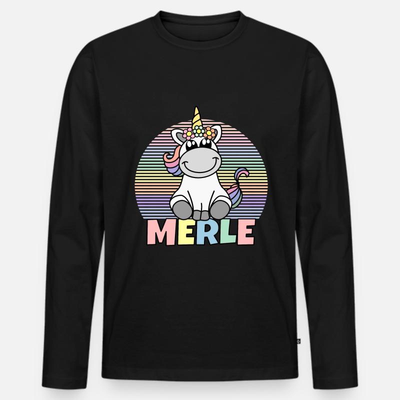 Merle Einhorn Name - Männer Premium Bio Langarmshirt - Schwarz