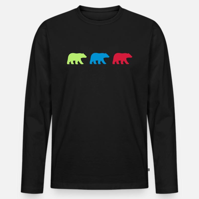 drei Bären - Männer Premium Bio Langarmshirt - Schwarz