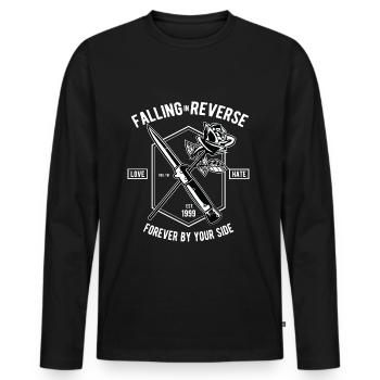 FALLING IN REVERSE - Hassliebe Shirt Motiv - Männer Premium Bio Langarmshirt - Schwarz - Vorne - Nico (187cm)