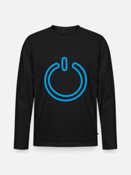 Powerbutton Design - Männer Premium Bio Langarmshirt - Schwarz