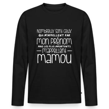 Humour Mamou - T-shirt manches longues Premium bio Homme - noir - Devant - Nico (187cm)