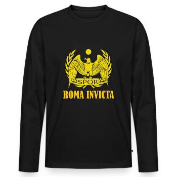 roma invicta rom romain riche spqr - T-shirt manches longues Premium bio Homme - noir - Devant - Nico (187cm)