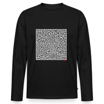 casse-tête labyrinthe - T-shirt manches longues Premium bio Homme - noir - Devant - Nico (187cm)