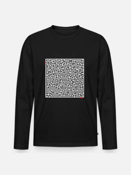 casse-tête labyrinthe - T-shirt manches longues Premium bio Homme - noir