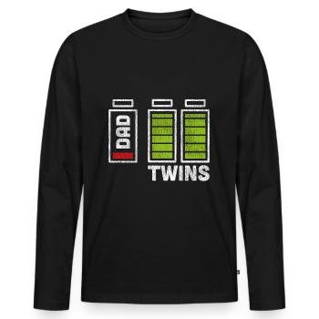 Zwillinge Vater Batwerie Geschenk Dad Twins - Männer Premium Bio Langarmshirt - Schwarz - Vorne - Nico (187cm)