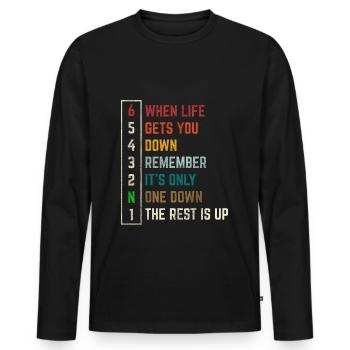 When life gets you down - Biker Motorcycle Vintage - Men's Premium Organic Long Sleeve Shirt - black - Front - Nico (187cm)