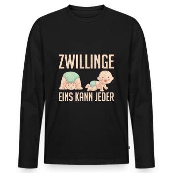 ZWILLINGE EINS KANN JEDER! Stolzer Papa Zwillingen - Männer Premium Bio Langarmshirt - Schwarz - Vorne - Nico (187cm)