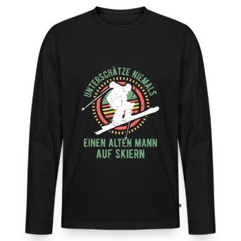 Alten Mann Opa Unterschätzen auf Skiern - Männer Premium Bio Langarmshirt - Schwarz - Vorne - Nico (187cm)