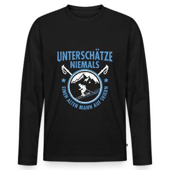 Alten Mann Skiern Vintage - Männer Premium Bio Langarmshirt - Schwarz - Vorne - Nico (187cm)
