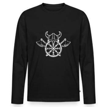 Cadeaux vikings - T-shirt manches longues Premium bio Homme - noir - Devant - Nico (187cm)
