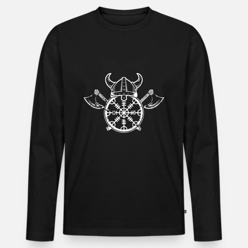 Geschenk Wikinger - Männer Premium Bio Langarmshirt - Schwarz